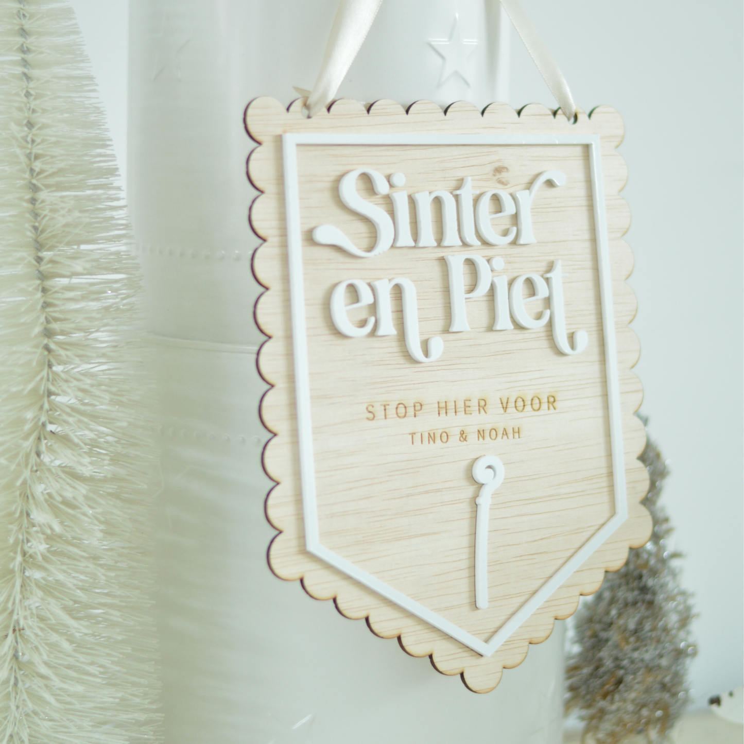 Sinter & Piet Personalized Wooden Banner