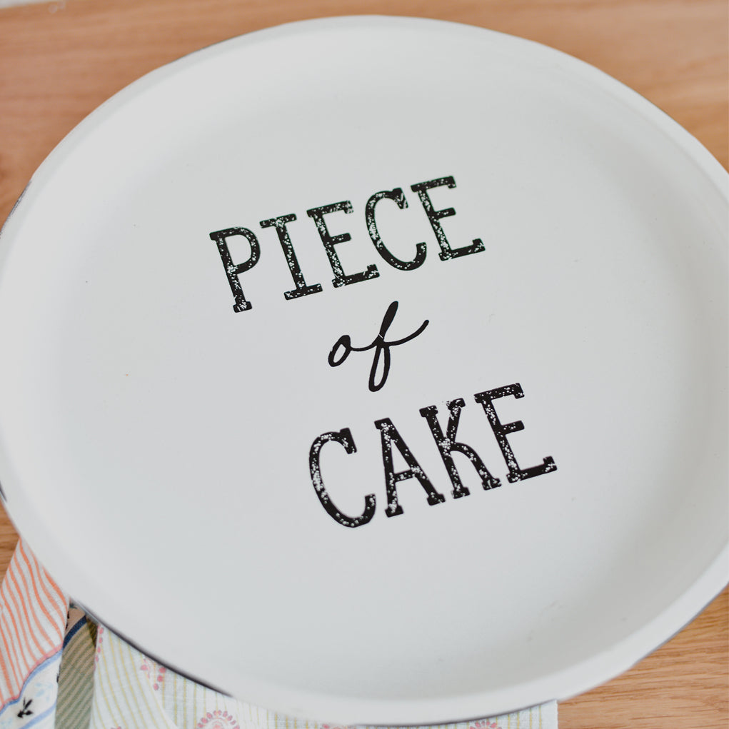 White Metal Cake Stand – “Piece of Cake” (30 cm)