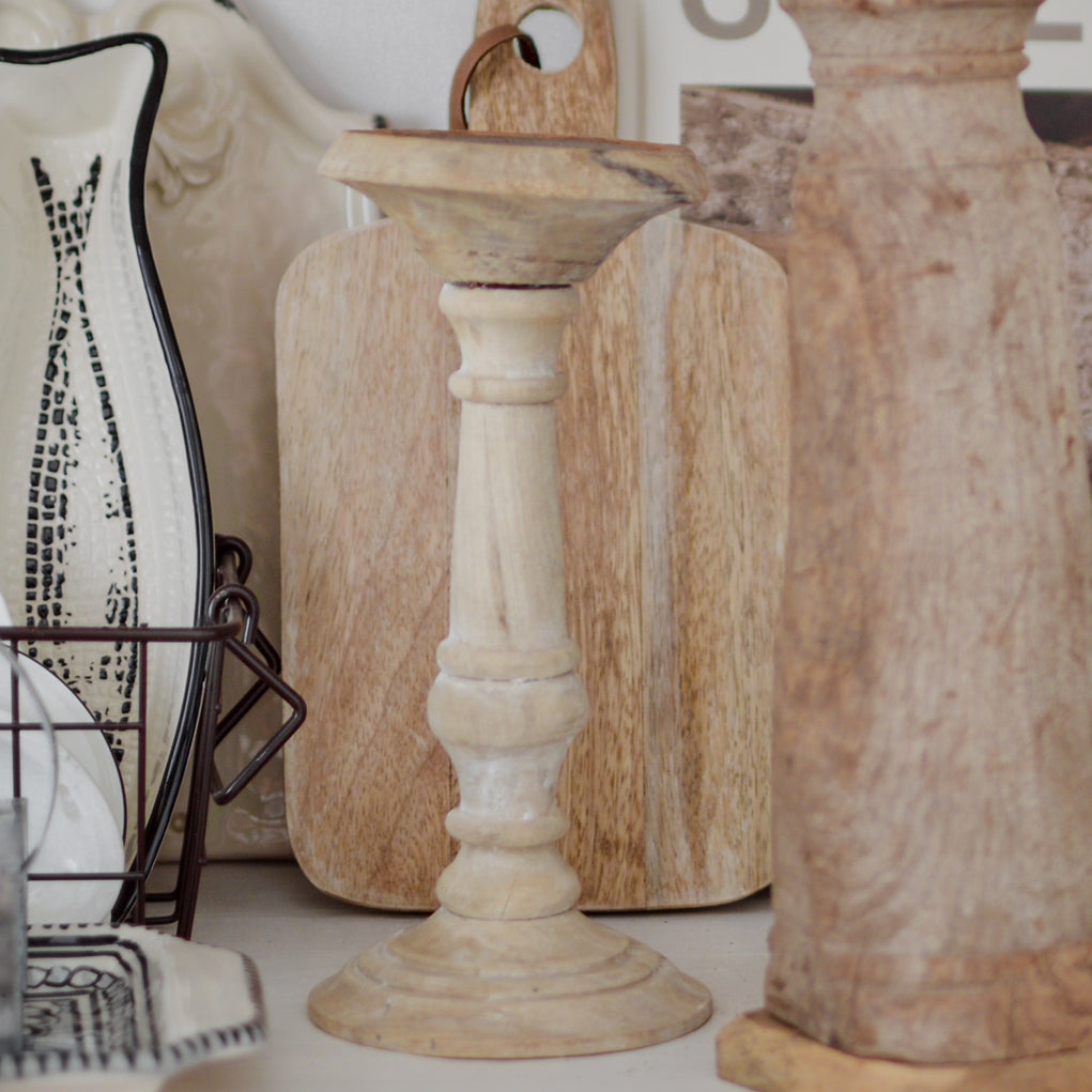 Rustic Wooden Candle Holder – Small