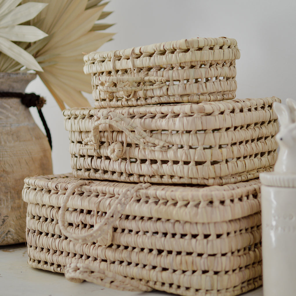 Handmade Rattan Storage Basket – Natural Organizer for Blankets & Toys