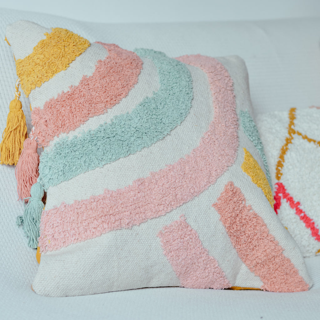 Manhattan Cotton Cushion – Multicolour Tufted Pillow