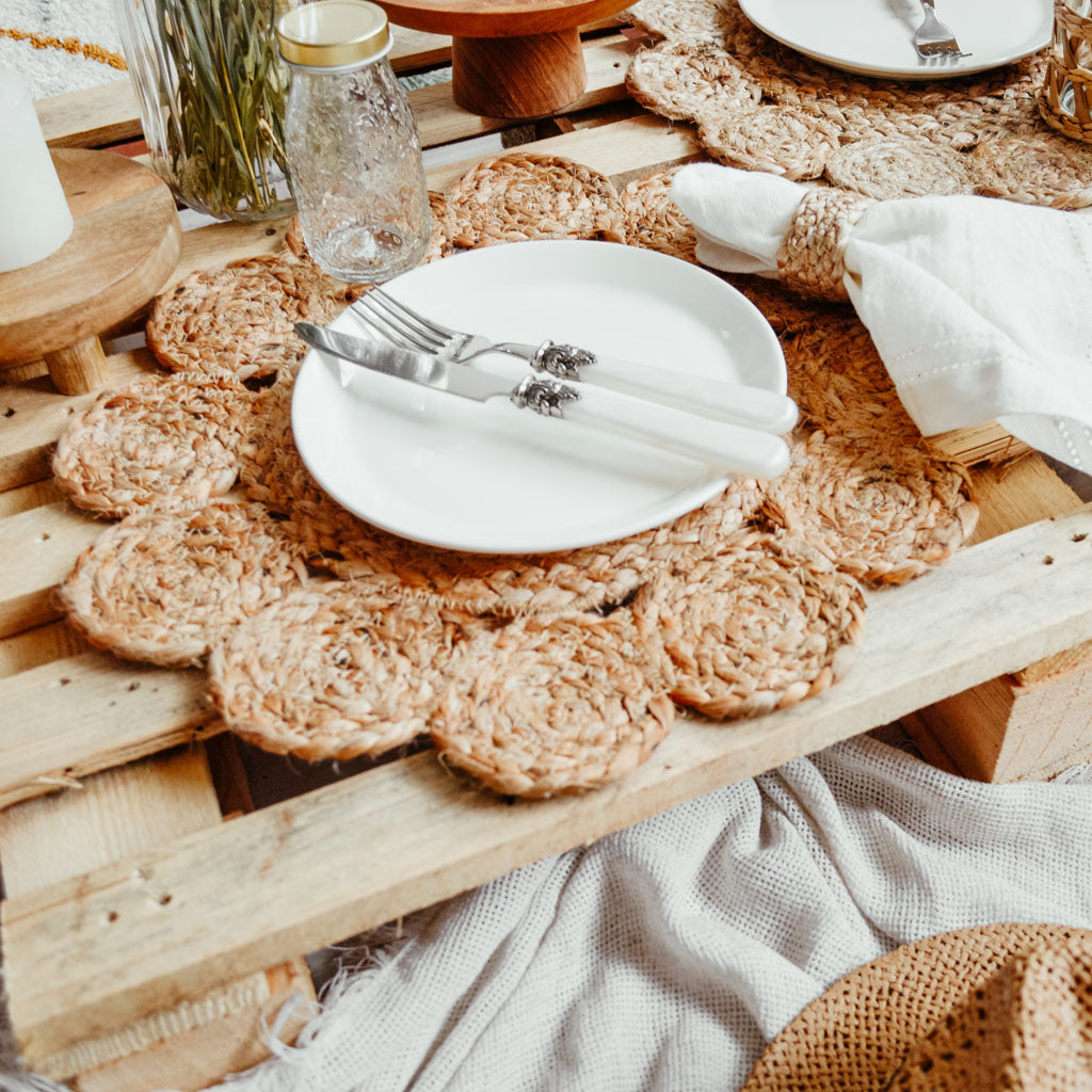 Sevilla Natural Placemat Set – Handwoven Jute Design (2 pcs, 38 cm)