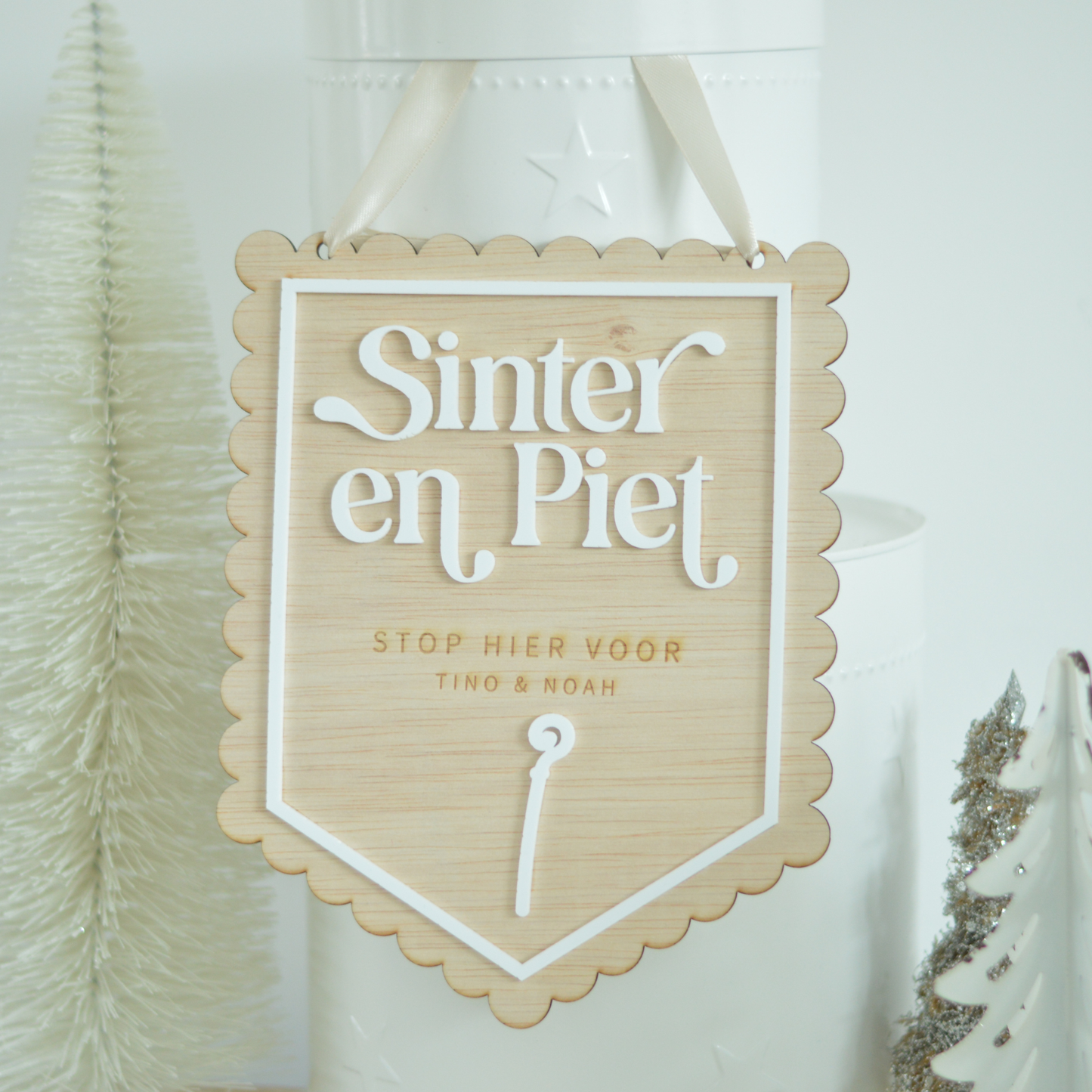 Sinter & Piet Personalized Wooden Banner
