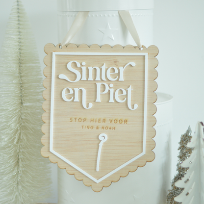 Sinter & Piet Personalized Wooden Banner