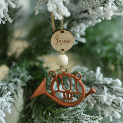 The Brass Melody Ornament – Personalized Wooden Tag