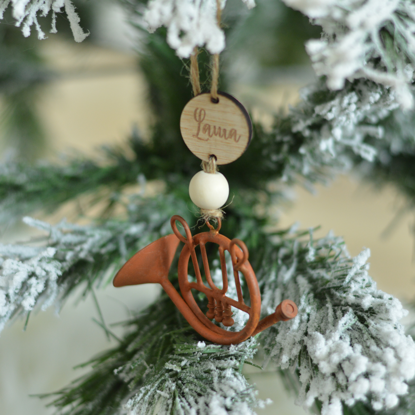 The Brass Melody Ornament – Personalized Wooden Tag