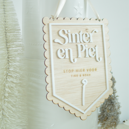 Sinter & Piet Personalized Wooden Banner