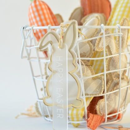 Acrylic Easter Ornament | Happy Easter & Golden Bunny