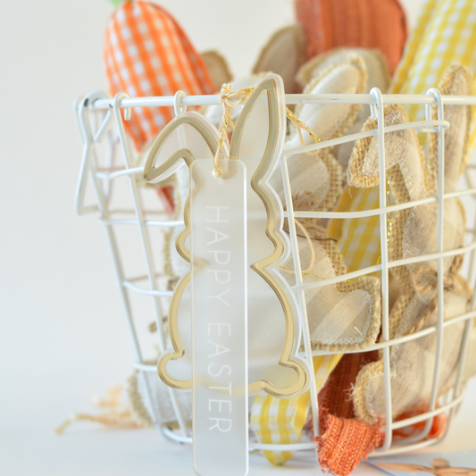 Acrylic Easter Ornament | Happy Easter & Golden Bunny