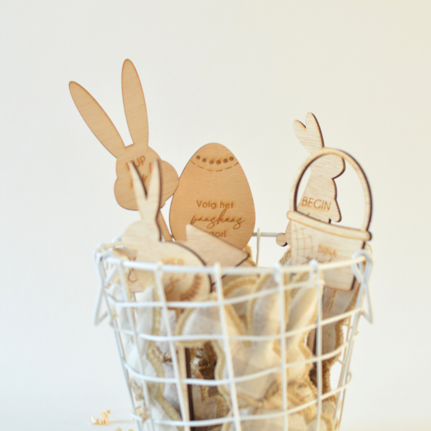 Wooden Easter Egg Hunt Set | 6 Decorative Toppers
