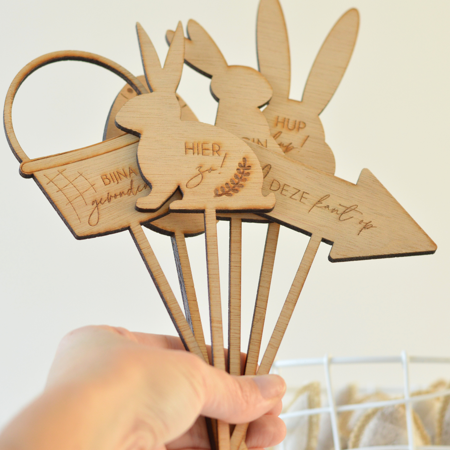 Wooden Easter Egg Hunt Set | 6 Decorative Toppers