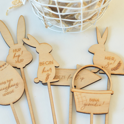 Wooden Easter Egg Hunt Set | 6 Decorative Toppers