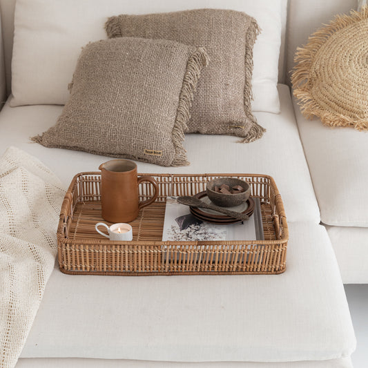 Breakfast Rattan Tray – Natural Woven Serving Tray