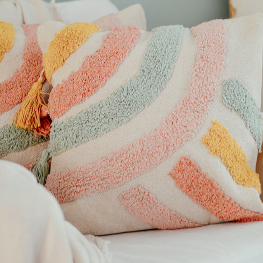 Manhattan Cotton Cushion – Multicolour Tufted Pillow